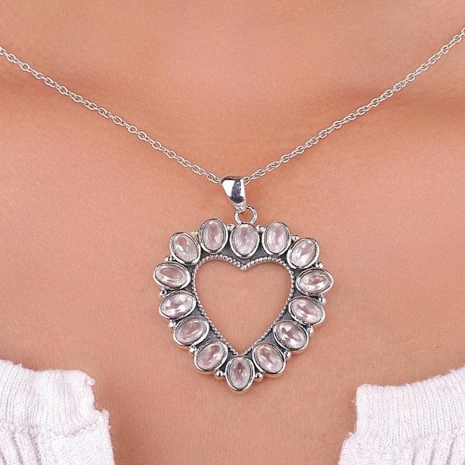 Rose Quartz Natural Gemstone Handmade 925 Solid Sterling Silver Jewelry Designer Necklace - Silverhubjewels