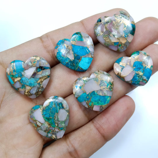 Natural Oyster Turquoise Heart Shape Carving | Gemstone Healing Crystal | Raw Gemstone for Jewelry making | Unique Gemstone Carvings - Silverhubjewels