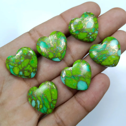 Natural Green Copper Turquoise Heart Shape Carving | Gemstone Healing Crystal | Raw Gemstone for Jewelry making | Unique Gemstone Carvings SB-96 - Silverhubjewels