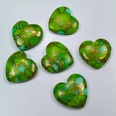 Natural Green Copper Turquoise Heart Shape Carving | Gemstone Healing Crystal | Raw Gemstone for Jewelry making | Unique Gemstone Carvings SB-96 - Silverhubjewels