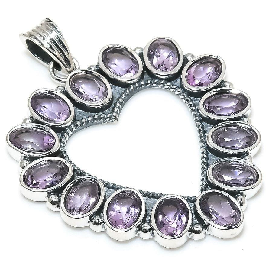 Pink Amethyst Gemstone Handmade 925 Solid Sterling Silver Jewelry Pendant 1.69 SJ-100 - Silverhubjewels