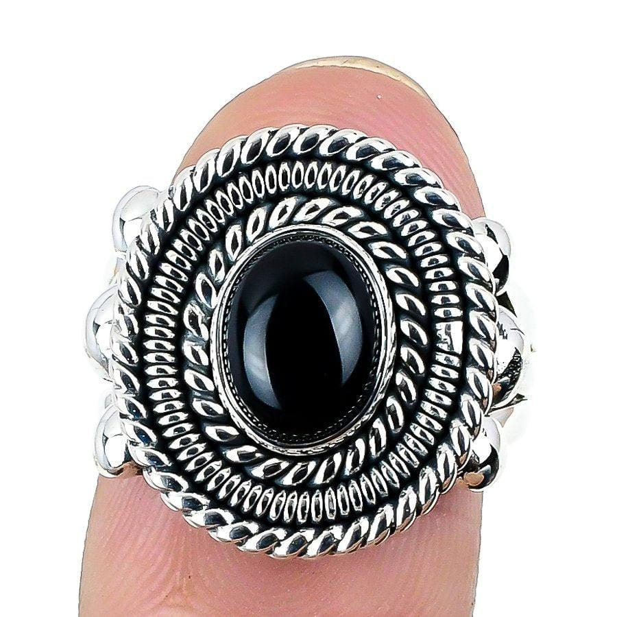 Black Onyx Gemstone Handmade Solid Sterling Silver Jewelry Ring