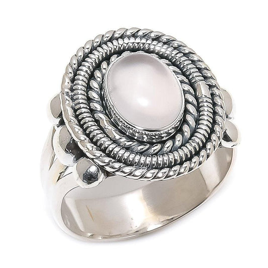 Rose Quartz Gemstone Handmade 925 Solid Sterling Silver Jewelry Ring  SJ 1326 - Silverhubjewels