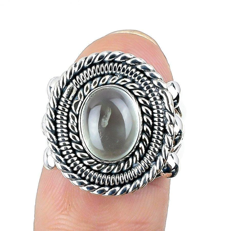 Prehnite Gemstone Handmade 925 Solid Sterling Silver Jewelry Ring  SJ 1328 - Silverhubjewels