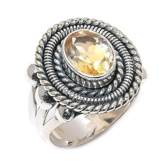 Citrine Gemstone Handmade 925 Solid Sterling Silver Jewelry Ring  SJ-1331 - Silverhubjewels