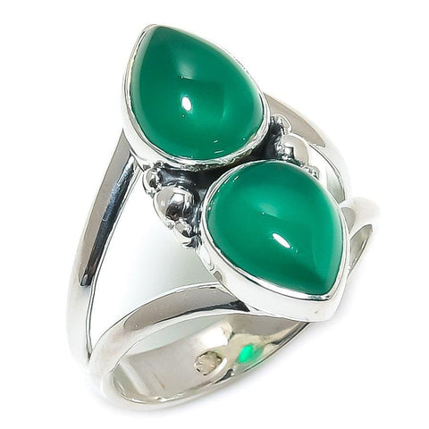 Green Onyx Gemstone Handmade 925 Solid Sterling Silver Jewelry Ring  SJ-1336 - Silverhubjewels