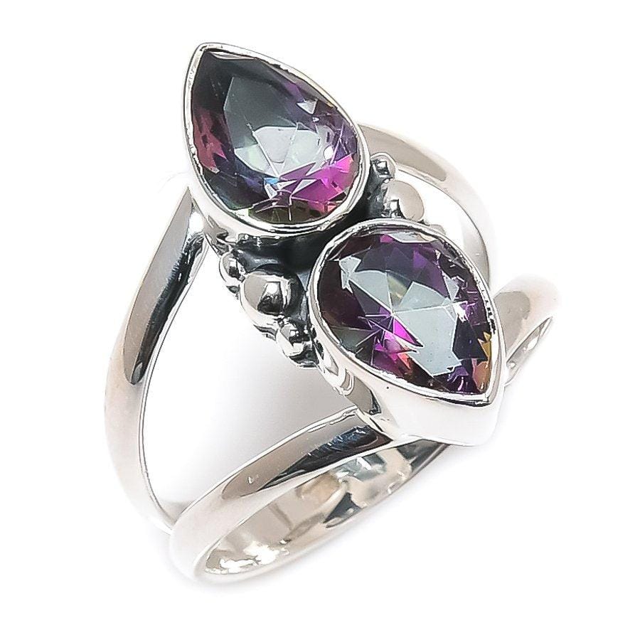 Mystic Rainbow Topaz Gemstone 925 Solid Sterling Silver Jewelry Ring  SJ-1341 - Silverhubjewels