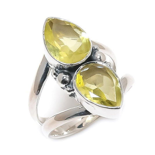 Lemon Quartz Gemstone Handmade 925 Solid Sterling Silver Designer Jewelry Rings (All Size Available) SJ-1343 - Silverhubjewels