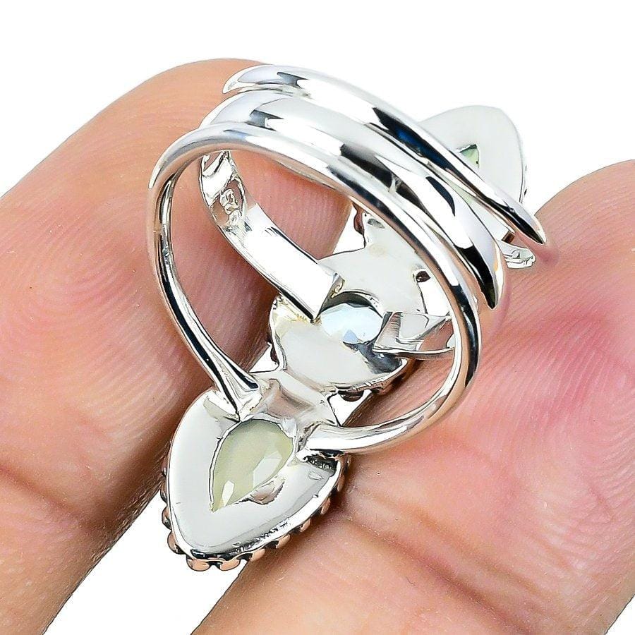 Green Chalcedony Gemstone Handmade 925 Solid Sterling Silver Jewelry Ring  SJ-1348 - Silverhubjewels