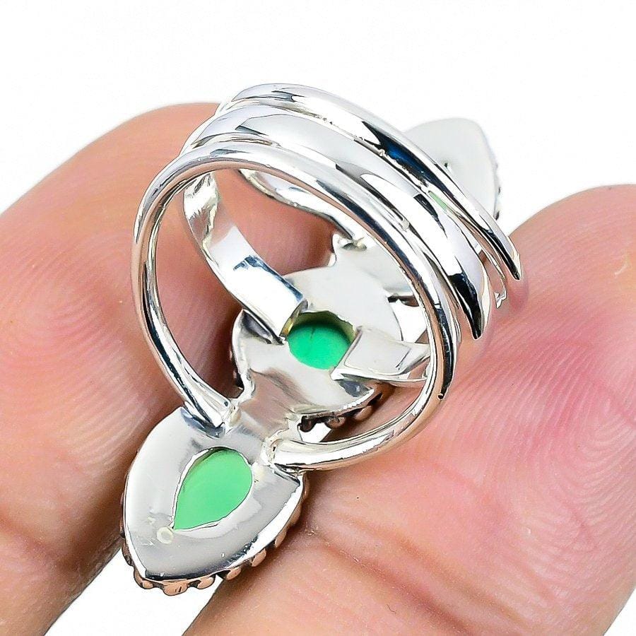 Green Onyx Gemstone Handmade 925 Solid Sterling Silver Jewelry Ring  SJ-1350 - Silverhubjewels