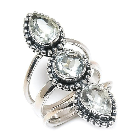 White Topaz Gemstone Handmade 925 Solid Sterling Silver Jewelry Ring  SJ 1354 - Silverhubjewels