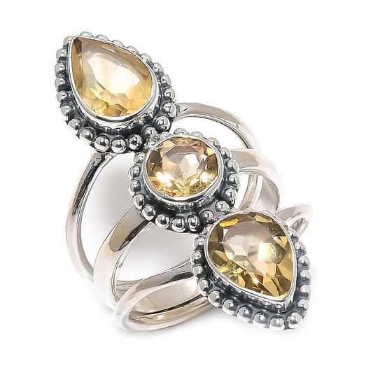 Citrine Gemstone Handmade 925 Solid Sterling Silver Jewelry Ring  SJ-1358 - Silverhubjewels