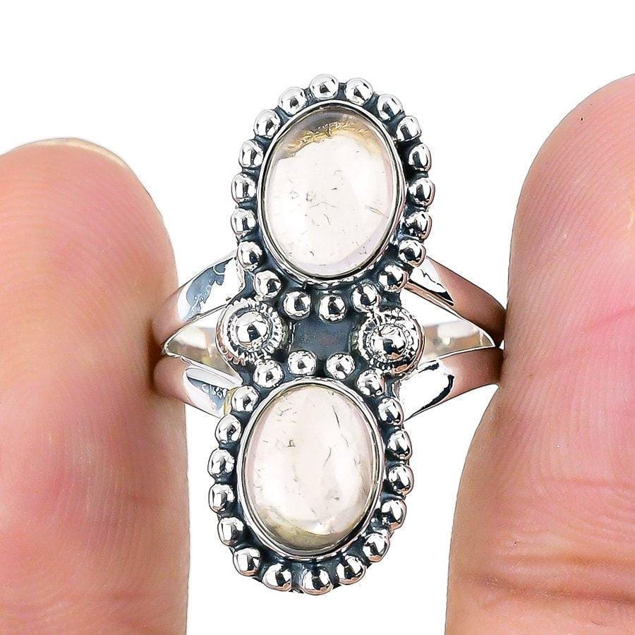 Rose Quartz Gemstone Handmade 925 Solid Sterling Silver Jewelry Ring  SJ 1363 - Silverhubjewels