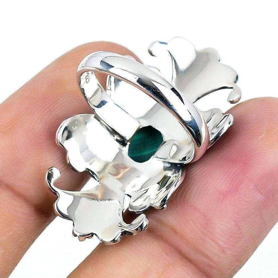 Malachite Gemstone Handmade 925 Solid Sterling Silver Jewelry Ring  SJ-1374 - Silverhubjewels
