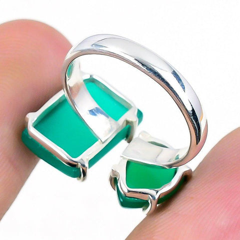 Green Onyx Gemstone Handmade 925 Solid Sterling Silver Jewelry Ring  SJ-1384 - Silverhubjewels