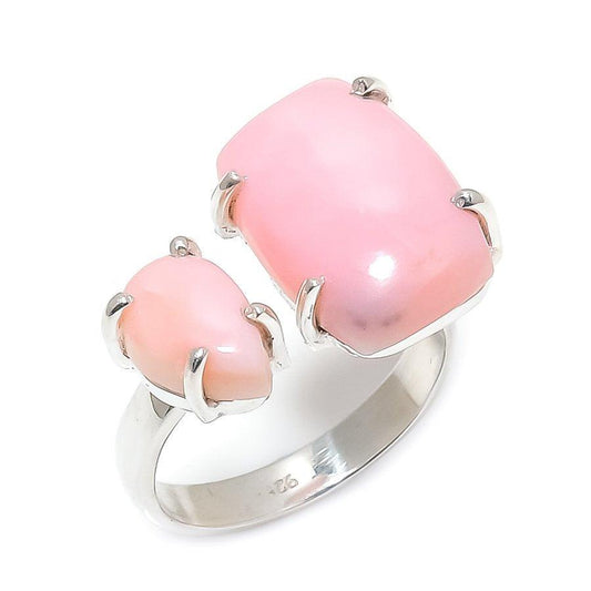 Pink Opal Gemstone Handmade 925 Solid Sterling Silver Jewelry Ring  SJ 1389 - Silverhubjewels
