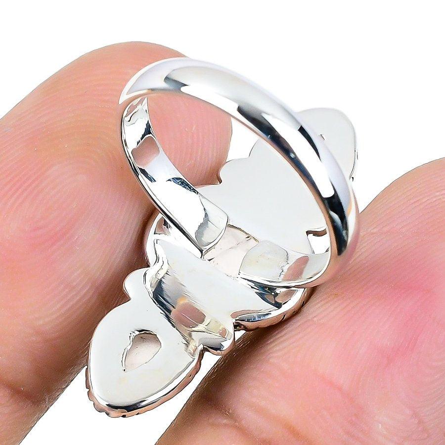 Rose Quartz Gemstone Handmade 925 Solid Sterling Silver Jewelry Ring  SJ 1404 - Silverhubjewels