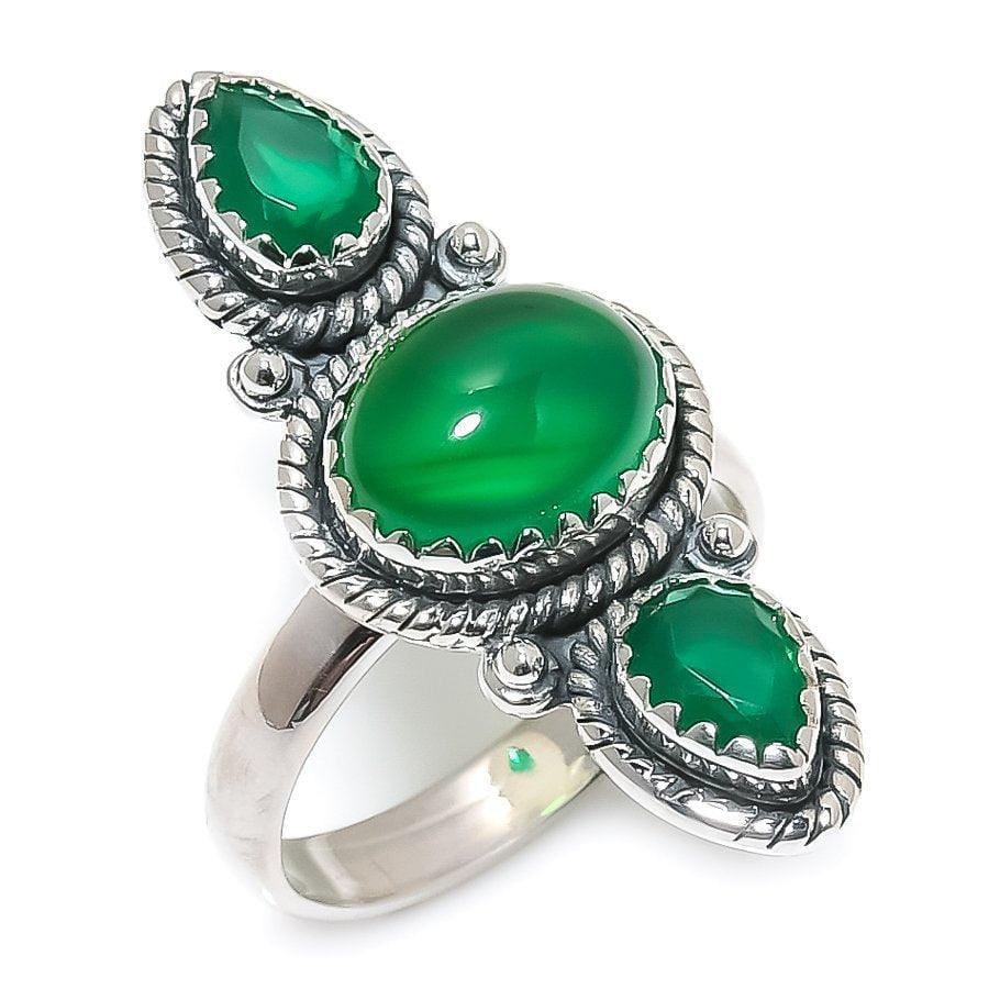 Emerald Gemstone Handmade 925 Solid Sterling Silver Jewelry Ring  SJ-1405 - Silverhubjewels