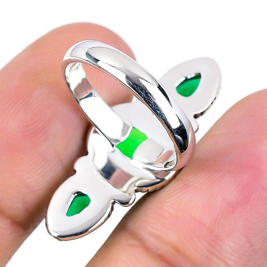 Emerald Gemstone Handmade 925 Solid Sterling Silver Jewelry Ring  SJ-1405 - Silverhubjewels