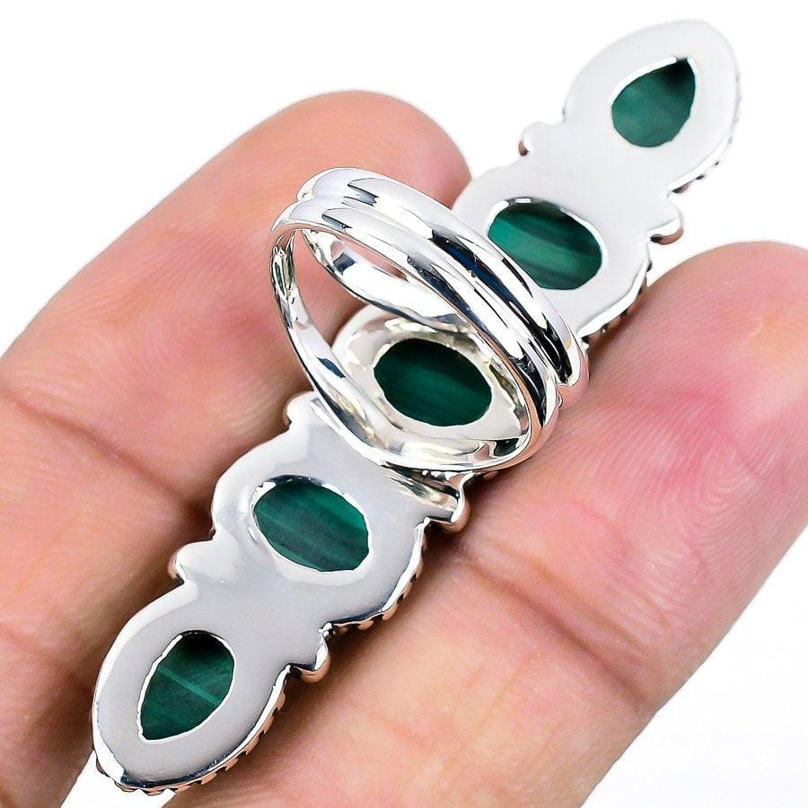 Malachite Gemstone Handmade 925 Solid Sterling Silver Jewelry Ring  SJ-1408 - Silverhubjewels