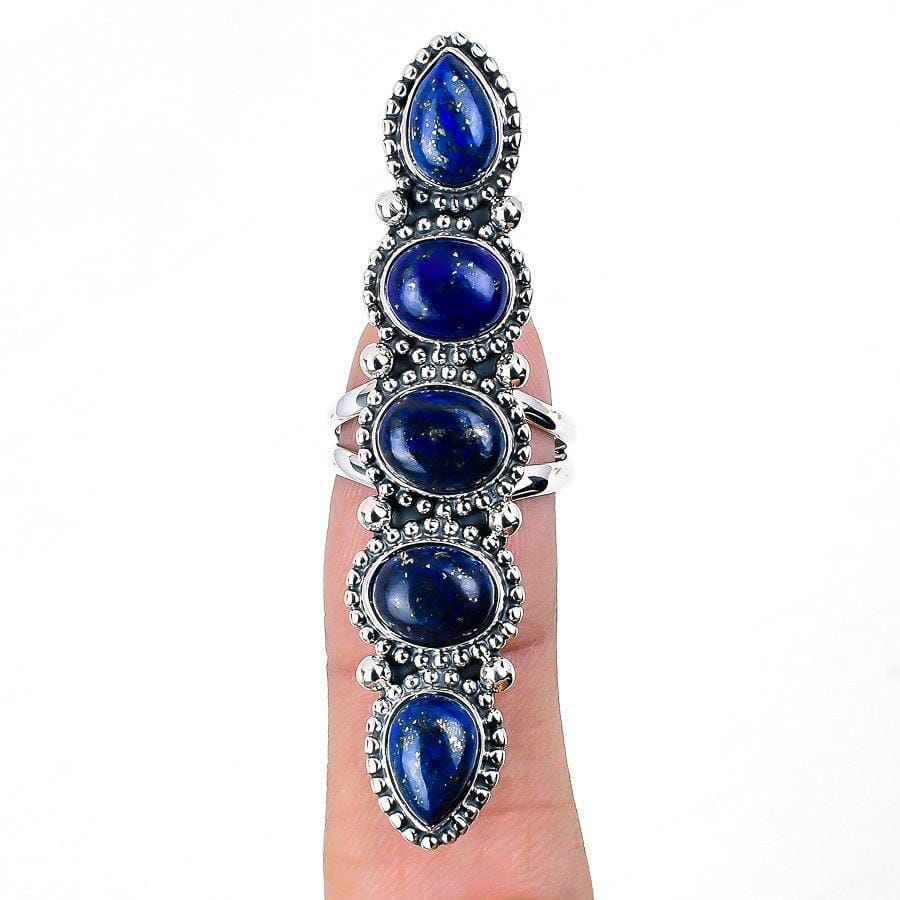 Lapis Lazuli Gemstone Handmade 925 Solid Sterling Silver Jewelry Ring  SJ-1411 - Silverhubjewels