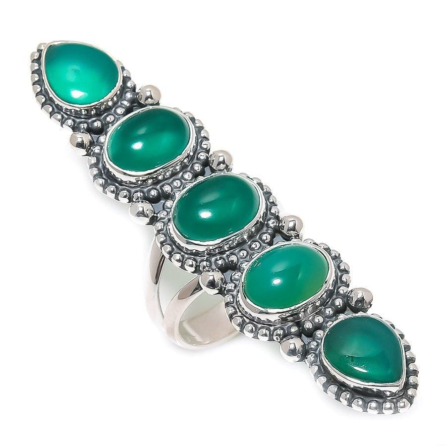 Green Onyx Gemstone Handmade 925 Solid Sterling Silver Jewelry Ring  SJ-1412 - Silverhubjewels