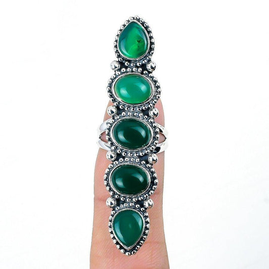 Green Onyx Gemstone Handmade 925 Solid Sterling Silver Jewelry Ring  SJ-1412 - Silverhubjewels