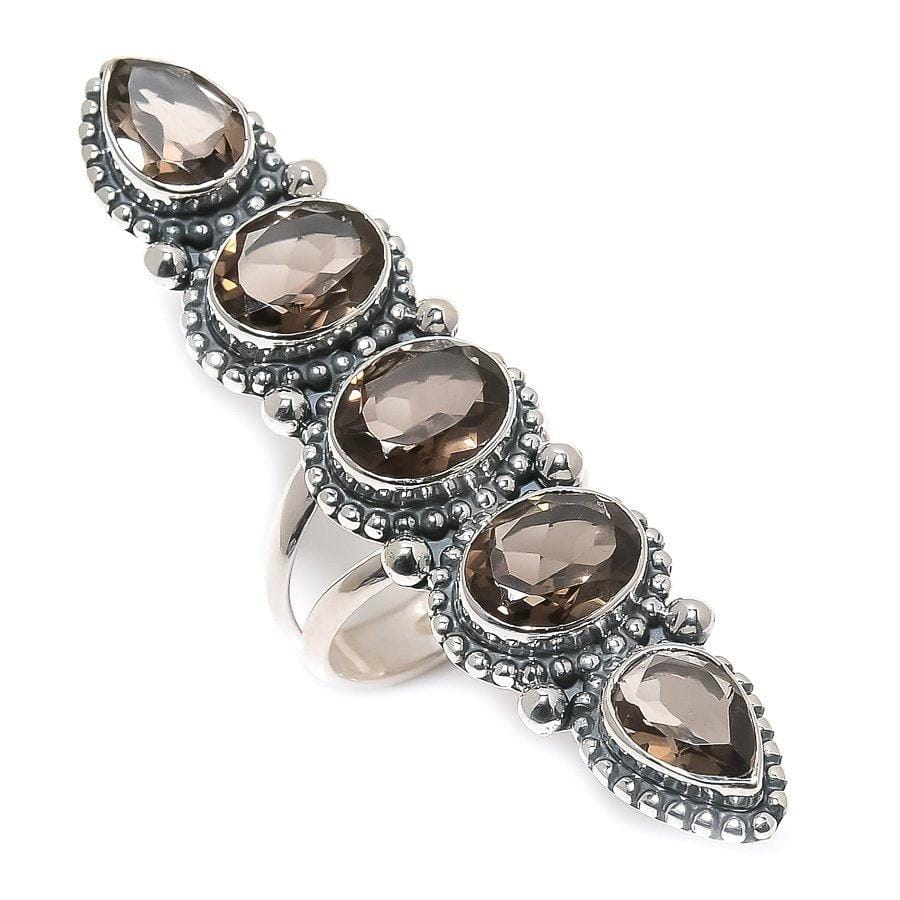 Smoky Topaz Gemstone Handmade 925 Solid Sterling Silver Jewelry Ring  SJ 1414 - Silverhubjewels