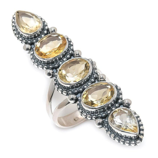 Citrine Gemstone Handmade 925 Solid Sterling Silver Jewelry Ring  SJ-1416 - Silverhubjewels