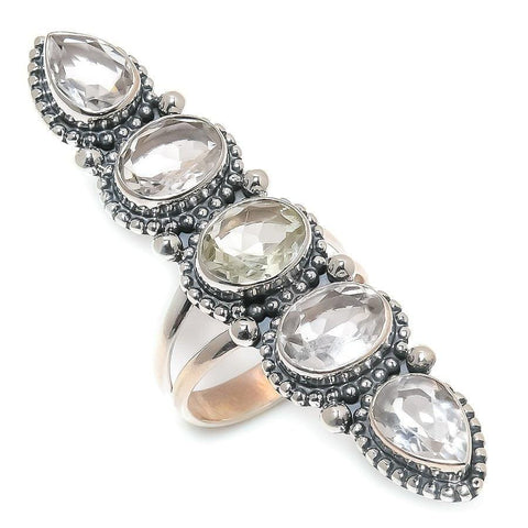 White Topaz Gemstone Handmade 925 Solid Sterling Silver Jewelry Ring  SJ 1417 - Silverhubjewels