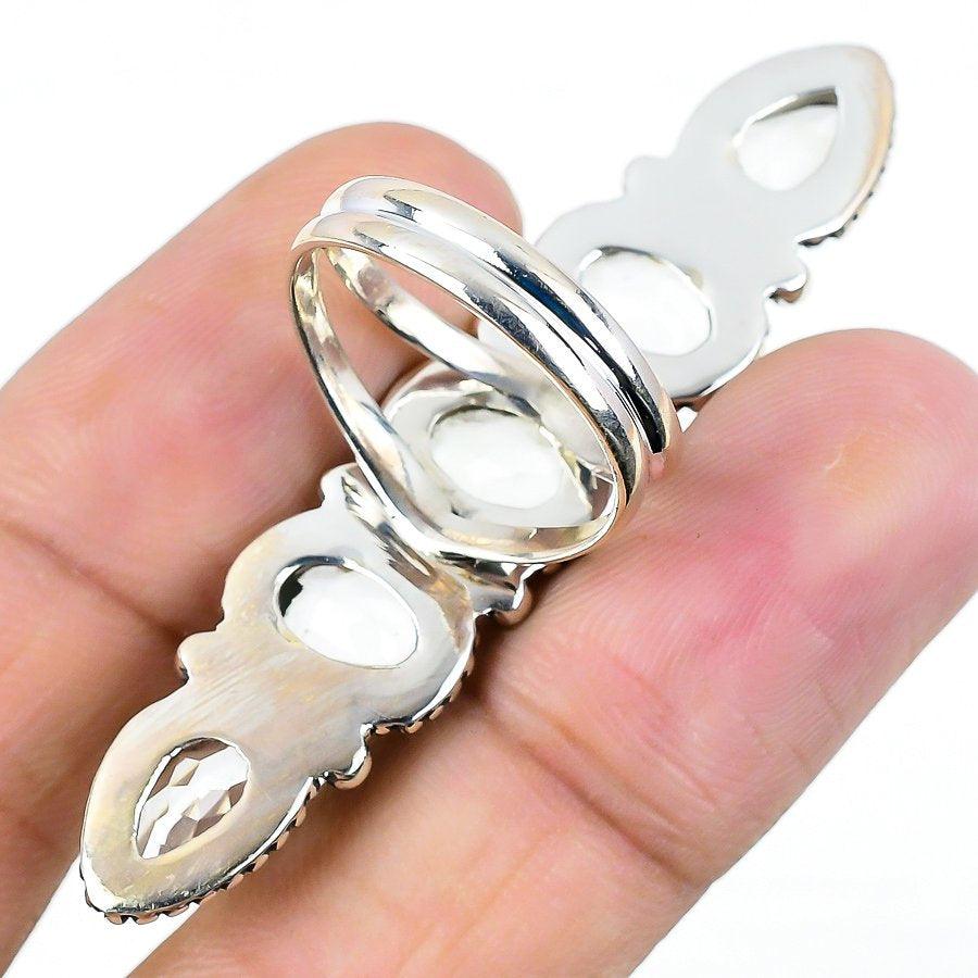 White Topaz Gemstone Handmade 925 Solid Sterling Silver Jewelry Ring  SJ 1417 - Silverhubjewels