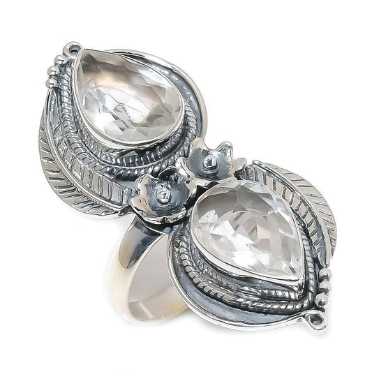 White Topaz Gemstone Handmade 925 Solid Sterling Silver Jewelry Ring  SJ 1419 - Silverhubjewels