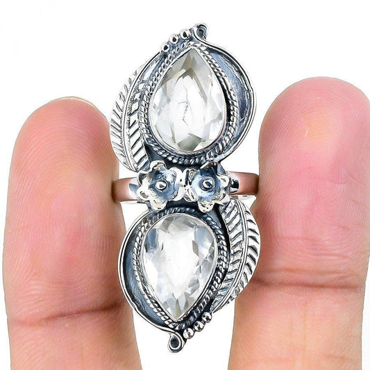 White Topaz Gemstone Handmade 925 Solid Sterling Silver Jewelry Ring  SJ 1419 - Silverhubjewels
