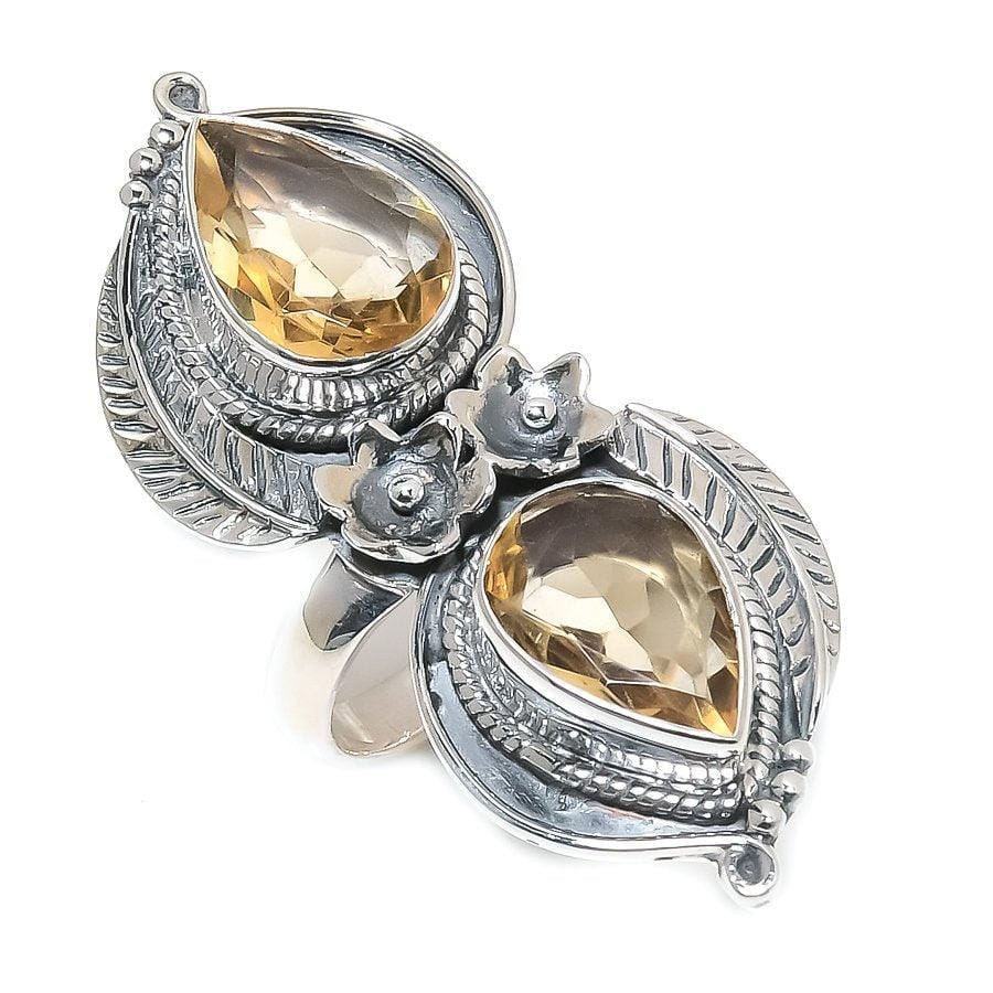 Citrine Gemstone Handmade 925 Solid Sterling Silver Jewelry Ring  SJ-1424 - Silverhubjewels