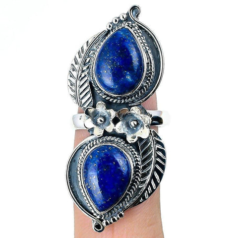 Lapis Lazuli Gemstone Handmade 925 Solid Sterling Silver Jewelry Ring  SJ-1427 - Silverhubjewels