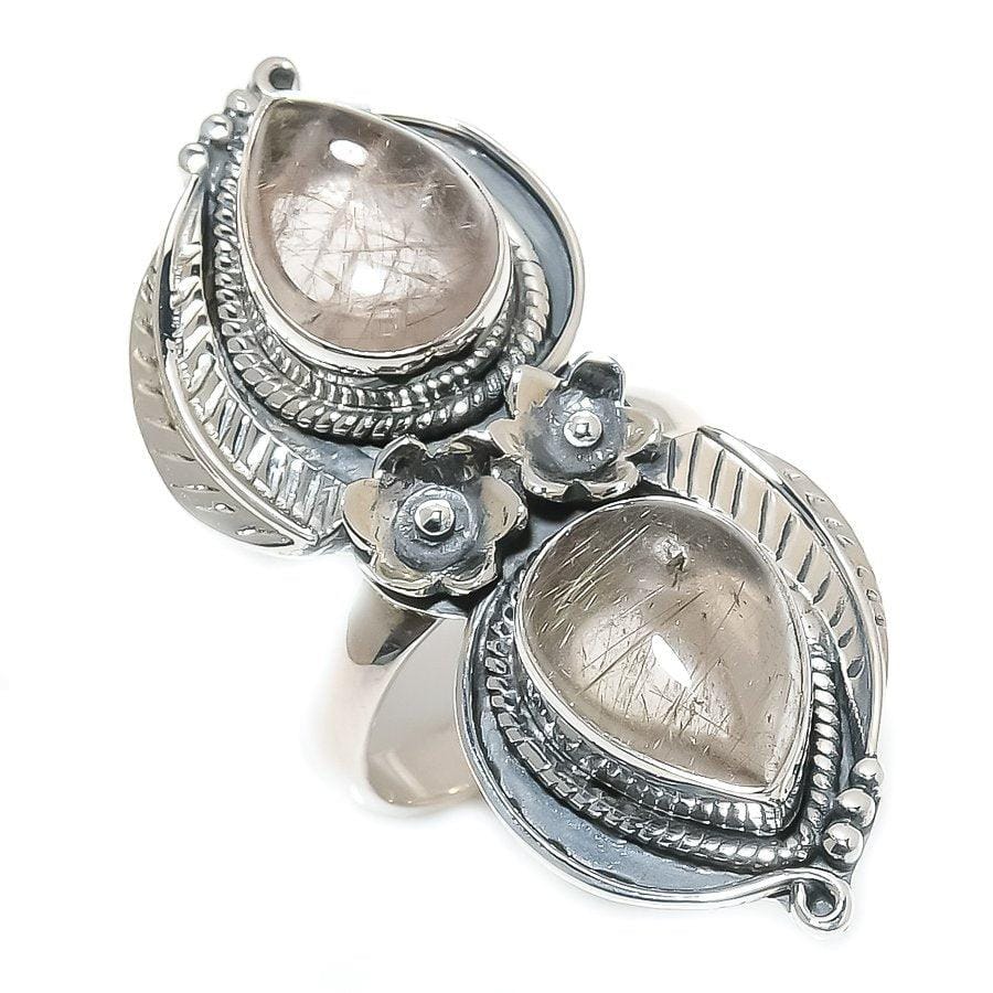 Golden Rutile Gemstone Handmade 925 Solid Sterling Silver Jewelry Ring  SJ-1429 - Silverhubjewels