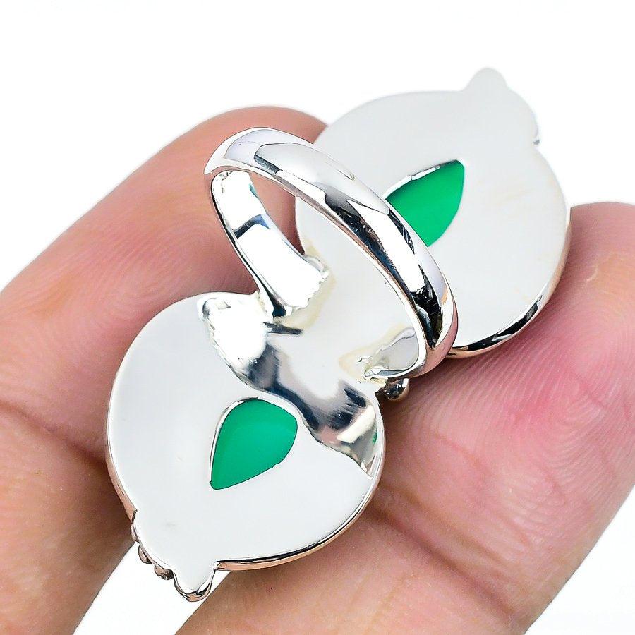 Green Onyx Gemstone Handmade 925 Solid Sterling Silver Jewelry Ring  SJ-1430 - Silverhubjewels