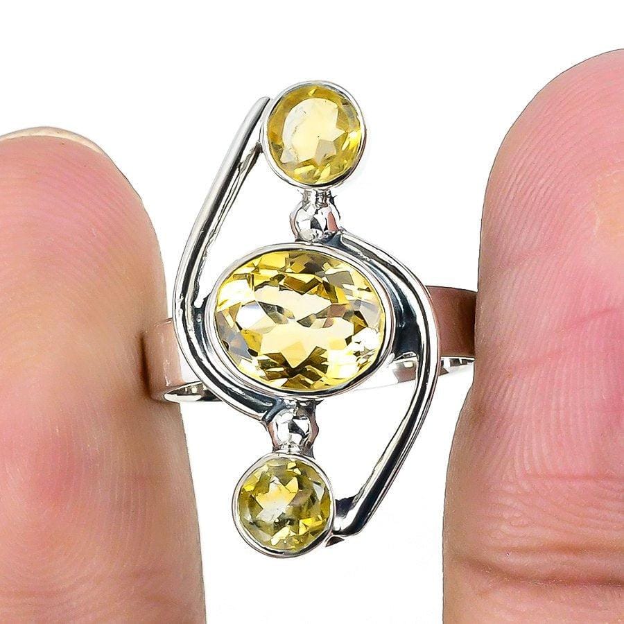 Citrine Gemstone Handmade 925 Solid Sterling Silver Jewelry Ring  SJ-1437 - Silverhubjewels