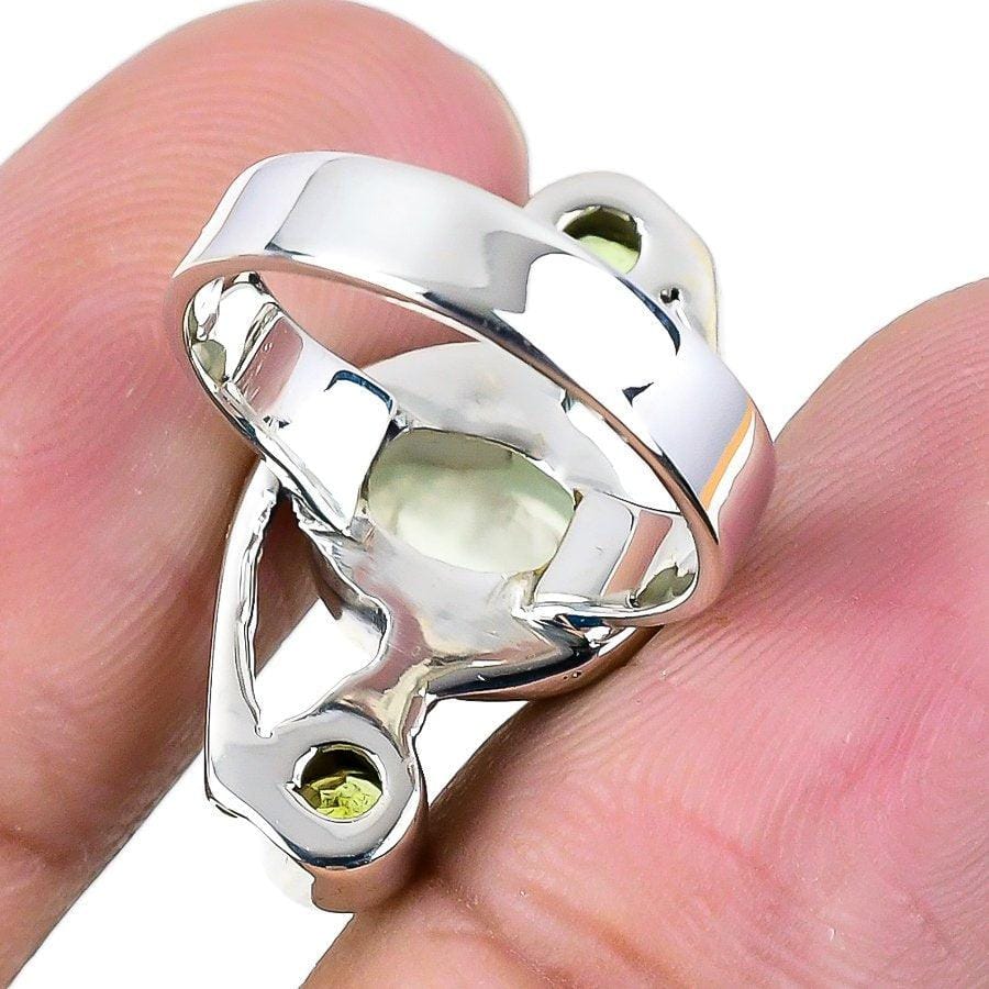 Prehnite, Peridot Gemstone 925 Solid Sterling Silver Jewelry Ring  SJ 1441 - Silverhubjewels