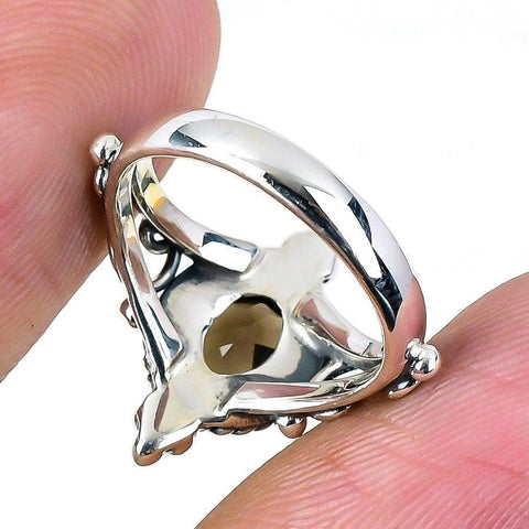 Smoky Topaz Gemstone Handmade 925 Solid Sterling Silver Jewelry Ring  SJ 1463 - Silverhubjewels