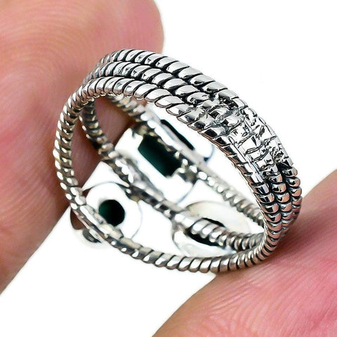 Malachite Gemstone Handmade 925 Solid Sterling Silver Jewelry Ring  SJ-1467 - Silverhubjewels