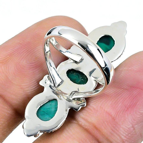 Malachite Gemstone Handmade 925 Solid Sterling Silver Jewelry Ring  SJ-1474 - Silverhubjewels