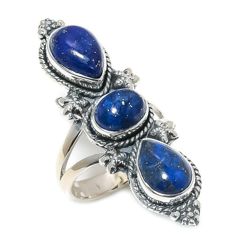 Lapis Lazuli Gemstone Handmade 925 Solid Sterling Silver Jewelry Ring  SJ-1475 - Silverhubjewels