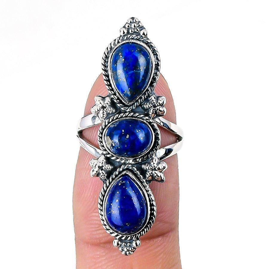 Lapis Lazuli Gemstone Handmade 925 Solid Sterling Silver Jewelry Ring  SJ-1475 - Silverhubjewels