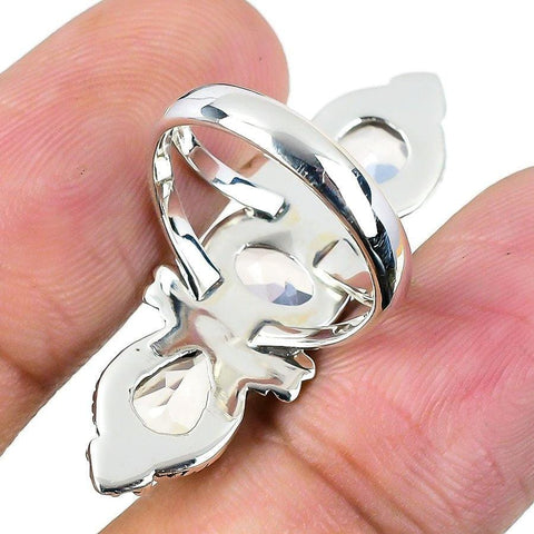 Rose Quartz Gemstone Handmade 925 Solid Sterling Silver Jewelry Ring  SJ 1481 - Silverhubjewels