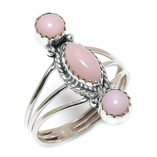 Pink Opal Gemstone Handmade 925 Solid Sterling Silver Jewelry Ring  SJ 1505 - Silverhubjewels