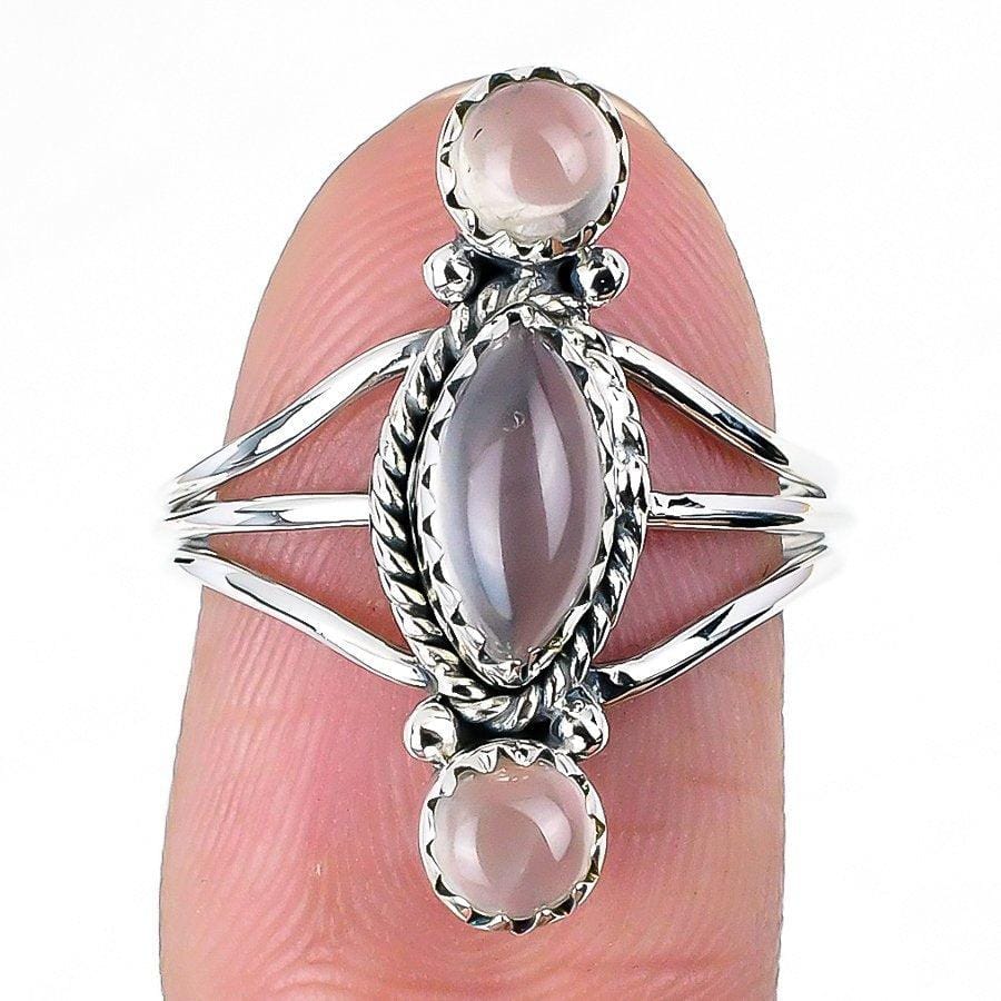 Rose Quartz Gemstone Handmade 925 Solid Sterling Silver Jewelry Ring  SJ 1506 - Silverhubjewels