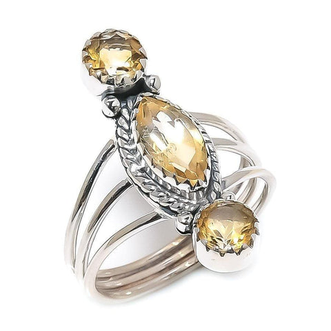 Citrine Gemstone Handmade 925 Solid Sterling Silver Jewelry Ring  SJ-1514 - Silverhubjewels