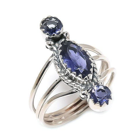 Iolite Quartz Gemstone Handmade 925 Solid Sterling Silver Jewelry Ring  SJ-1516 - Silverhubjewels