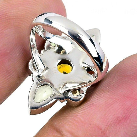 Citrine, Garnet Gemstone Handmade 925 Solid Sterling Silver Jewelry Ring SJ-1522 - Silverhubjewels